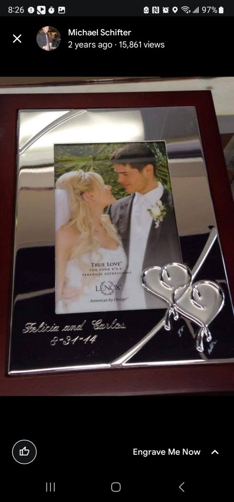 Wedding photo frame display